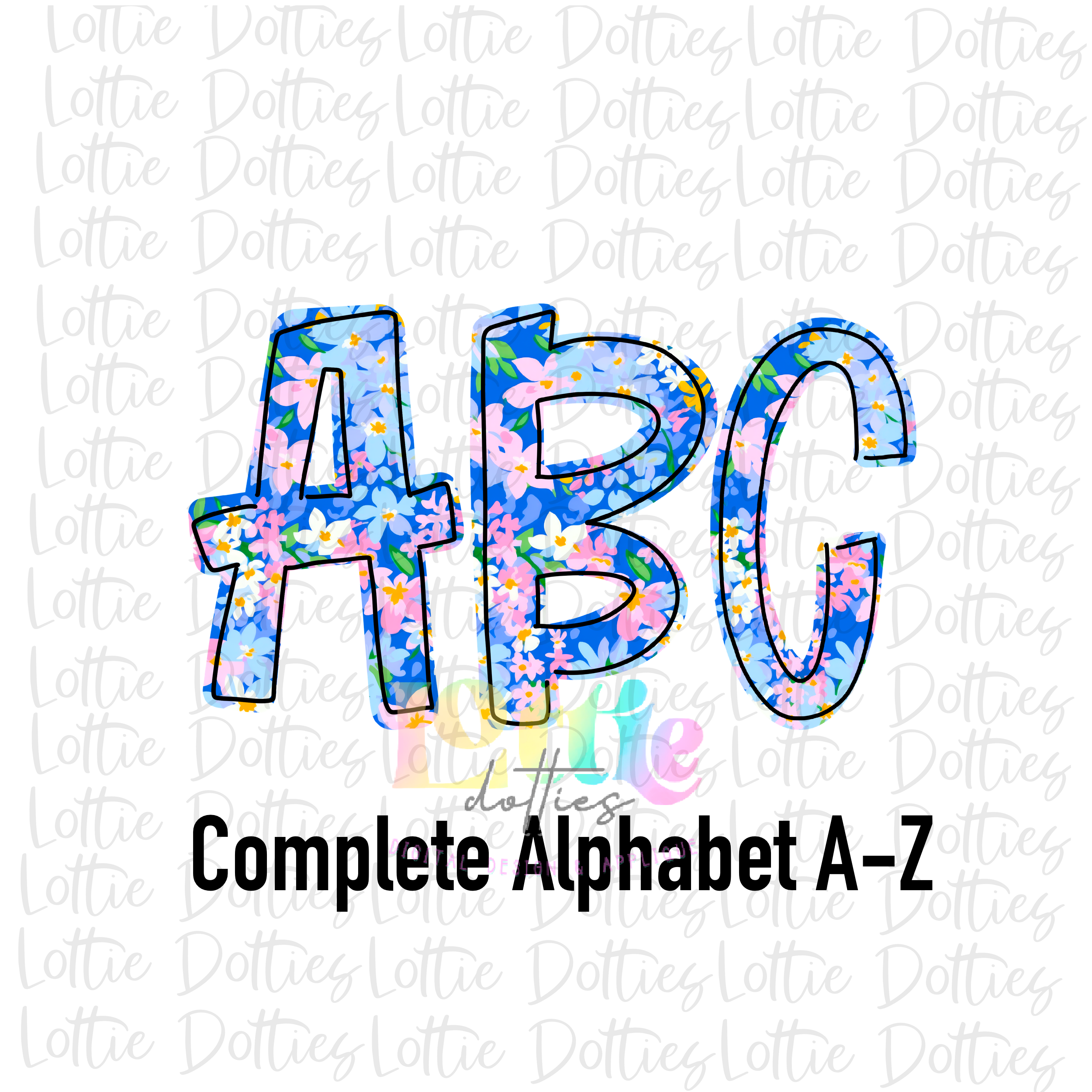 Blue Floral Alphabet - Blue Floral Alpha Pack - Alphabet Clipart - Ins ...