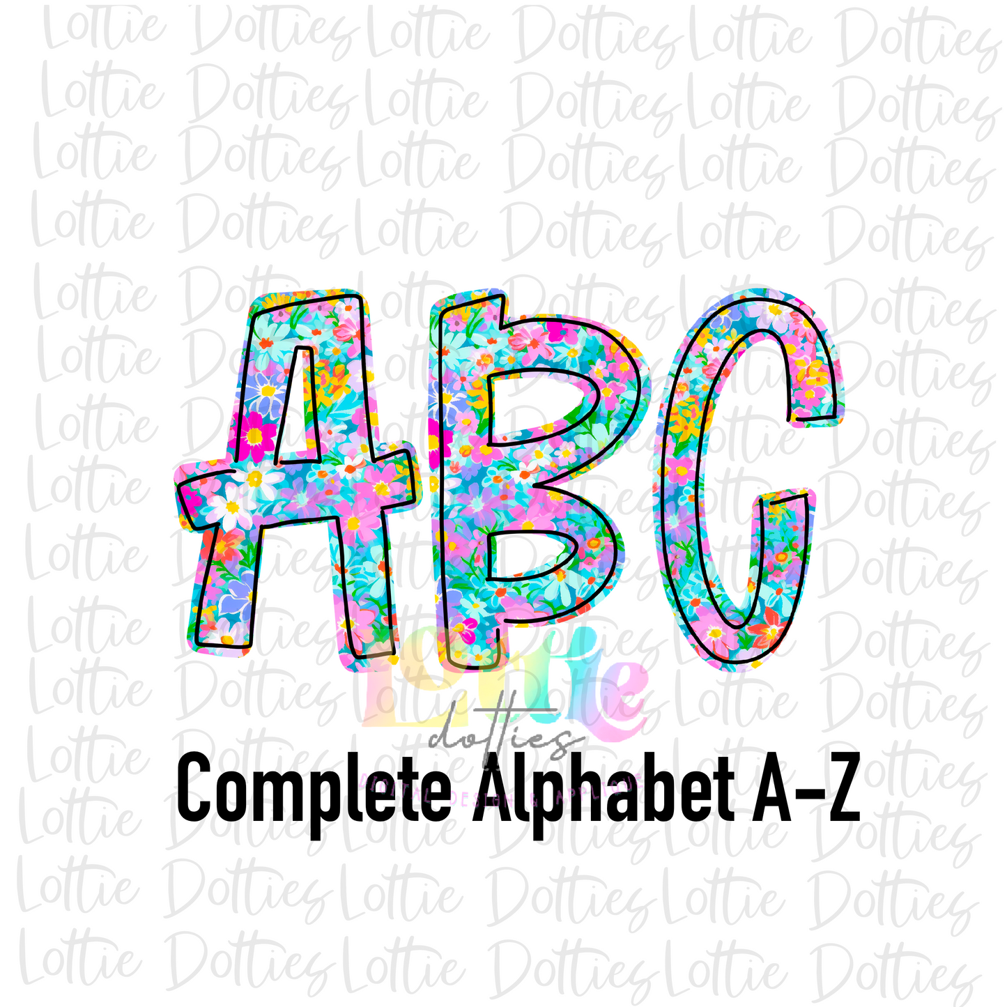 Floral Alphabet - Multicolor Floral Alpha Pack - Alphabet Clipart - Instant Download - Alpha Pack