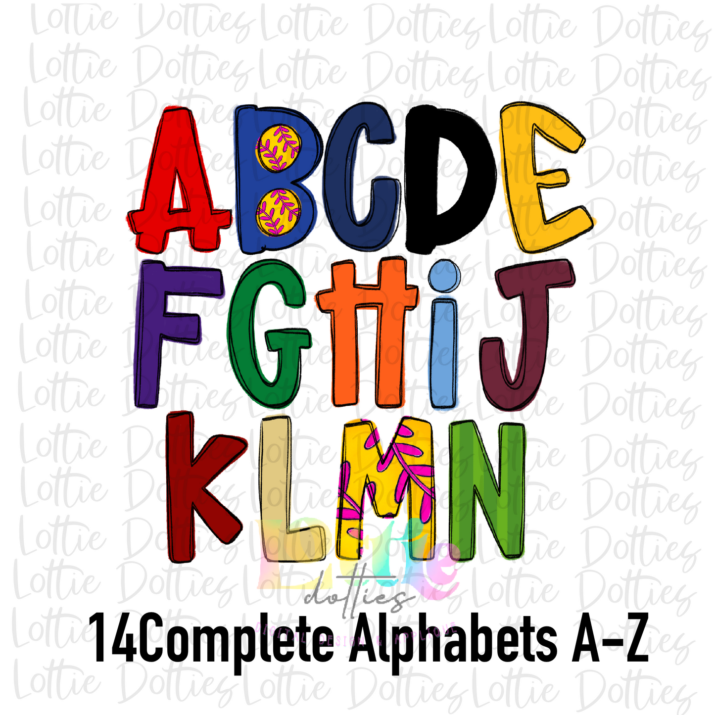 Softball Alpha Pack - Alphabet Clipart - Instant Download  - Alpha Pack