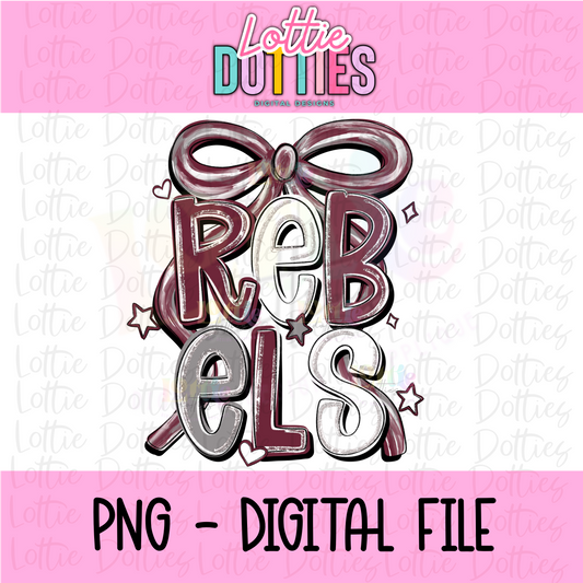 Rebels PNG - Rebels bow design - Digital Download - coquette mascot