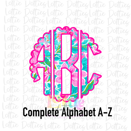 Preppy Floral Alpha - Floral Alpha Pack - Alphabet Clipart - Instant Download  - Alpha Pack