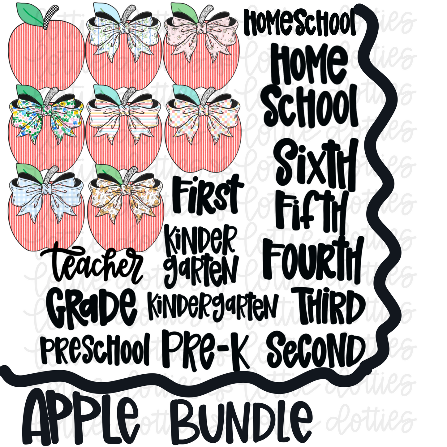Apple Bundle PNG - Back To School - Sublimation - Digital Download