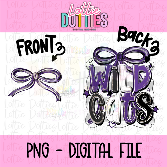 Wildcats PNG - Wildcats bow design - Digital Download- Purple Black and White