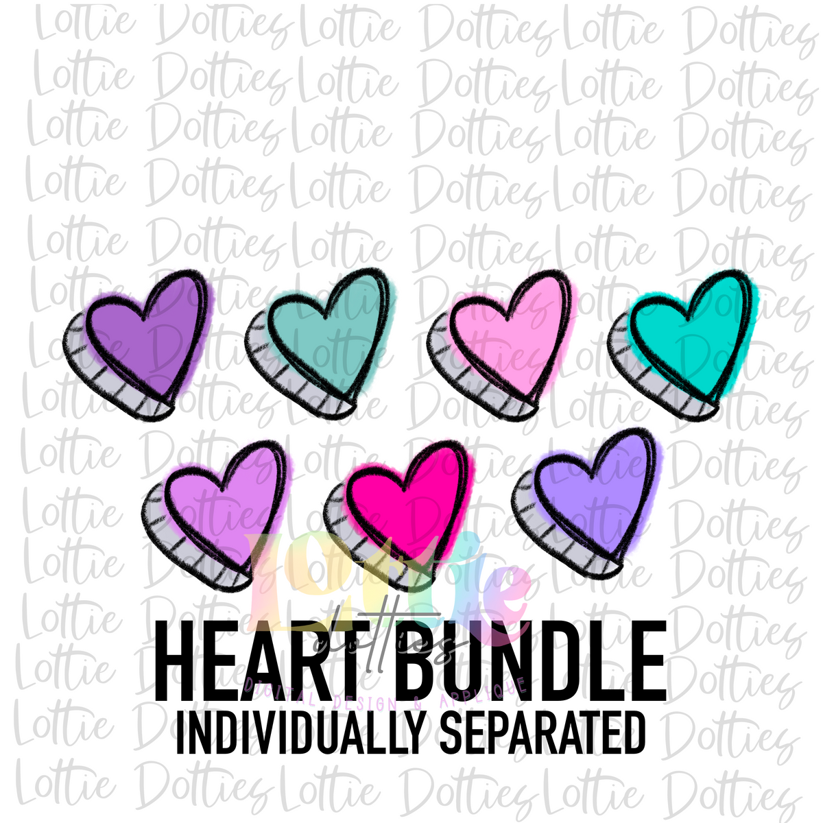 Color Less Bundle Heart Heart Bundle - Heart Clipart - Instant Download - Made to Match ...