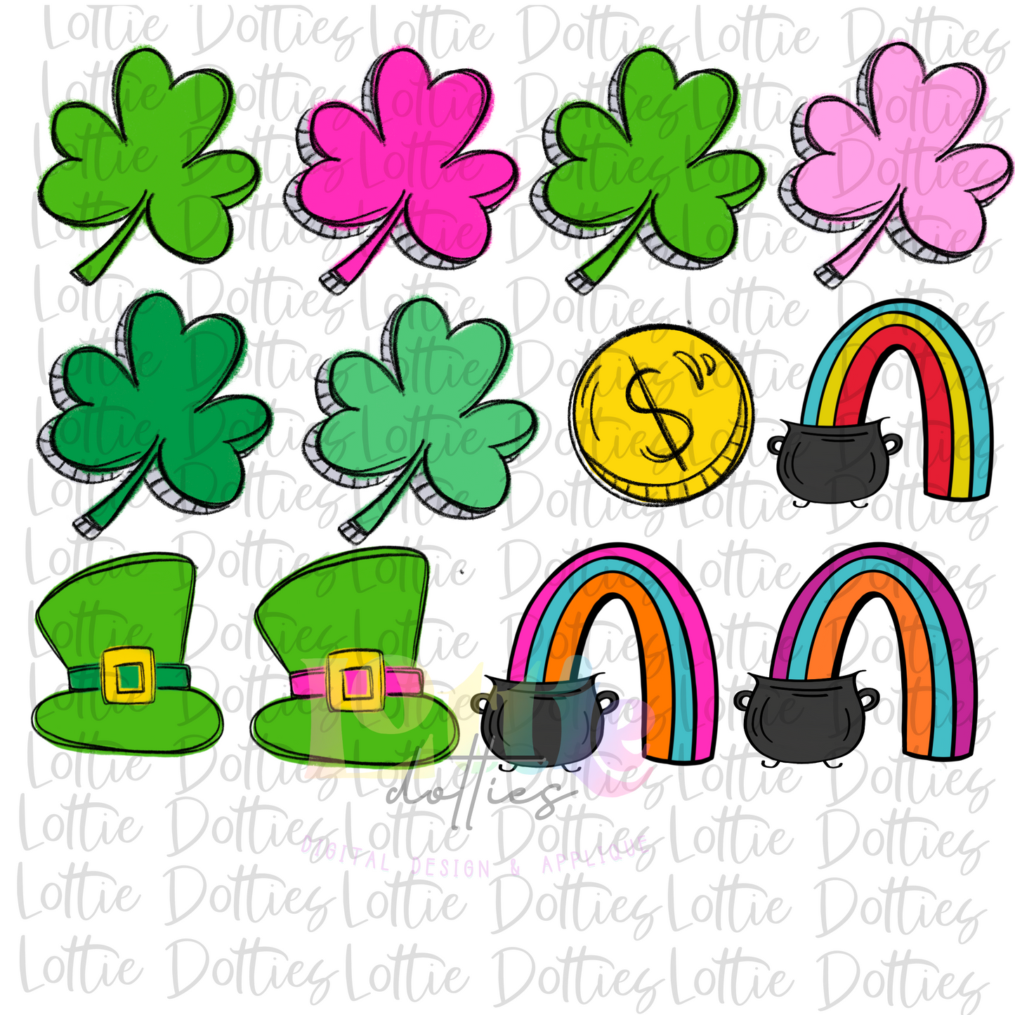 Clover alphabet add ons- Saint Patricks day clipart pack - Alphabet Clipart - Instant Download