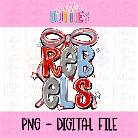 Rebels PNG - Rebels bow design - Digital Download - coquette mascot