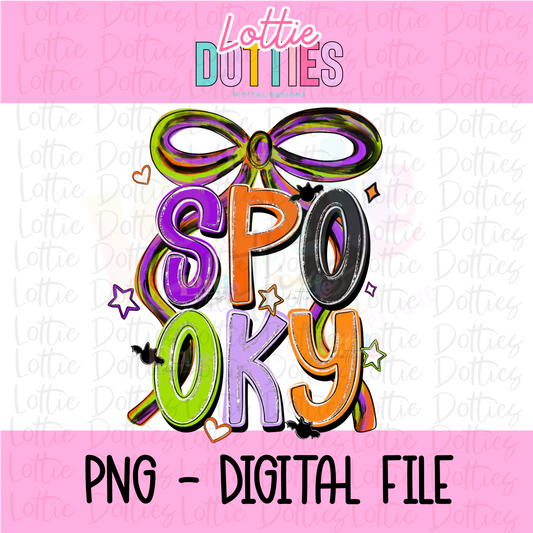 Spooky Png - Halloween Sublimation Design -  Digital Download - Halloween Bow Design - Halloween Coquette