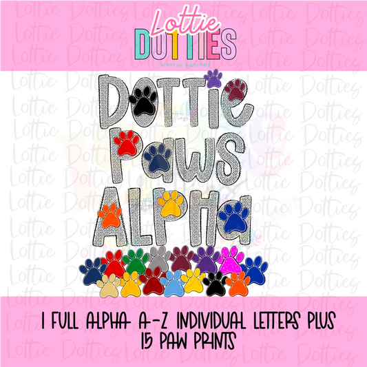 Dottie Paws Alphabet - Black and White Polka Dot Alpha Pack - Alphabet Clipart - Instant Download  - Alpha Pack