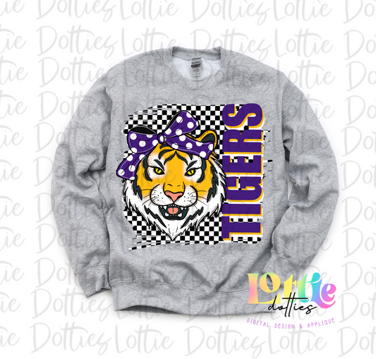Tigers Png - Tigers Purple & Gold Design - Team spirit design - Digital Download - Bow