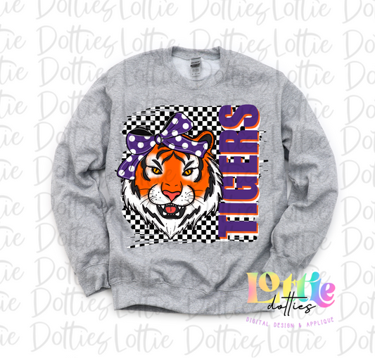 Tigers Png - Tigers Purple & Orange Design - Team spirit design - Digital Download - Bow