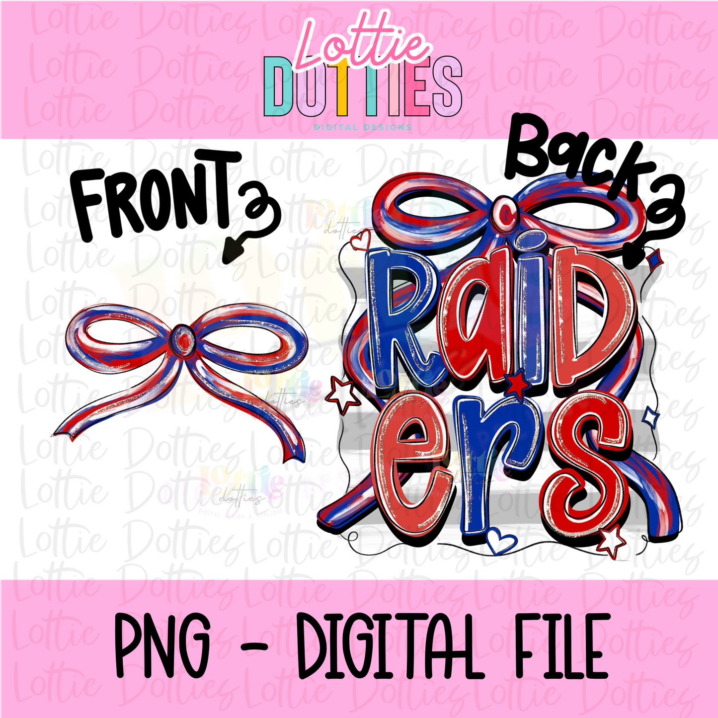 Raiders PNG - Raiders Red and Royal Blue bow design - Digital Download - coquette design