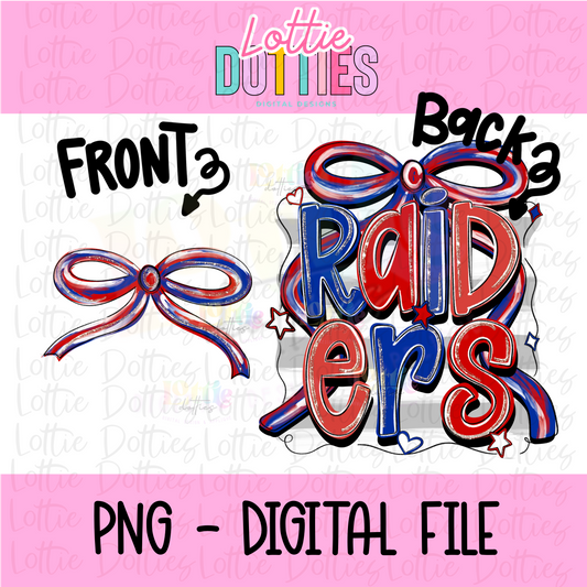 Raiders PNG - Raiders Red and Royal Blue bow design - Digital Download - coquette design