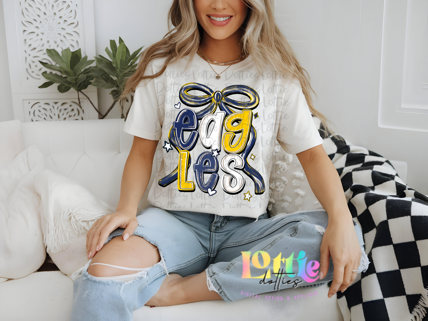 Eagles PNG - Eagles Navy and yellow bow design - Digital Download - coquette design