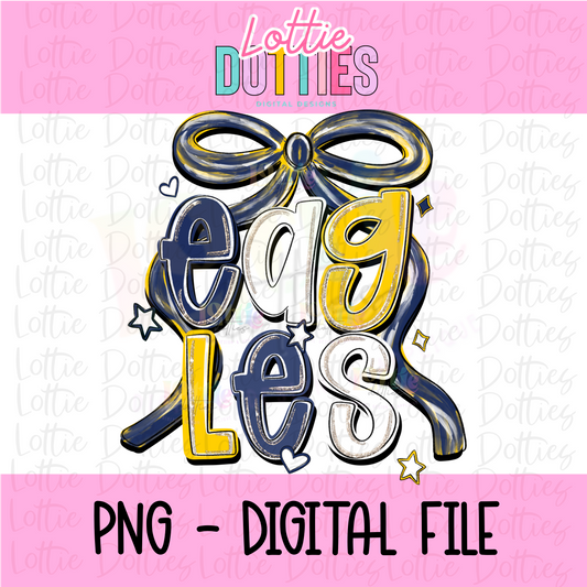 Eagles PNG - Eagles Navy and yellow bow design - Digital Download - coquette design