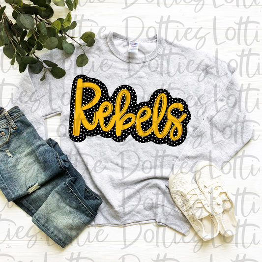 Rebels PNG - Digital Download - Rebels Sublimation Design - Black and Gold