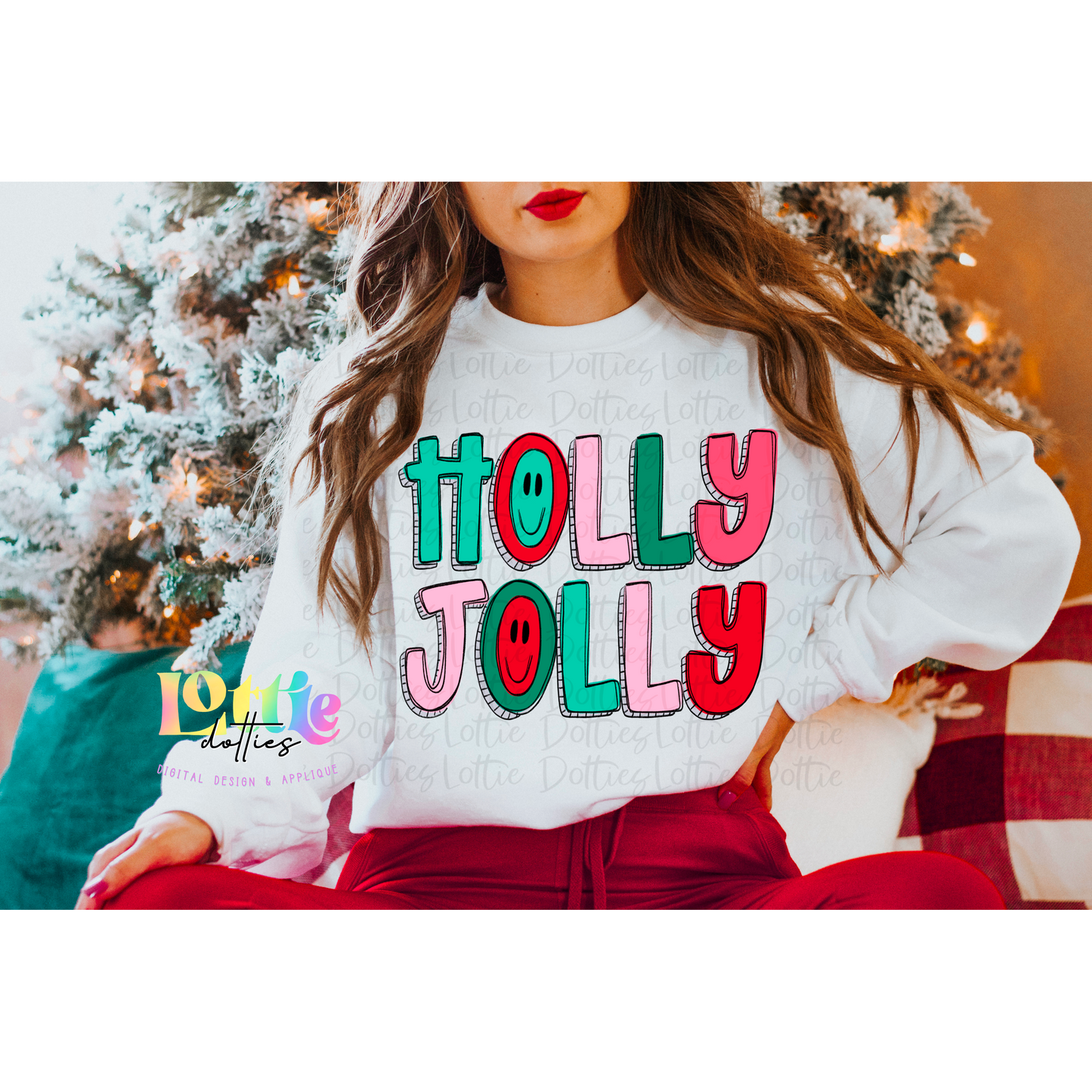 Holly Jolly Png - Christmas Sublimation Design - Digital Download