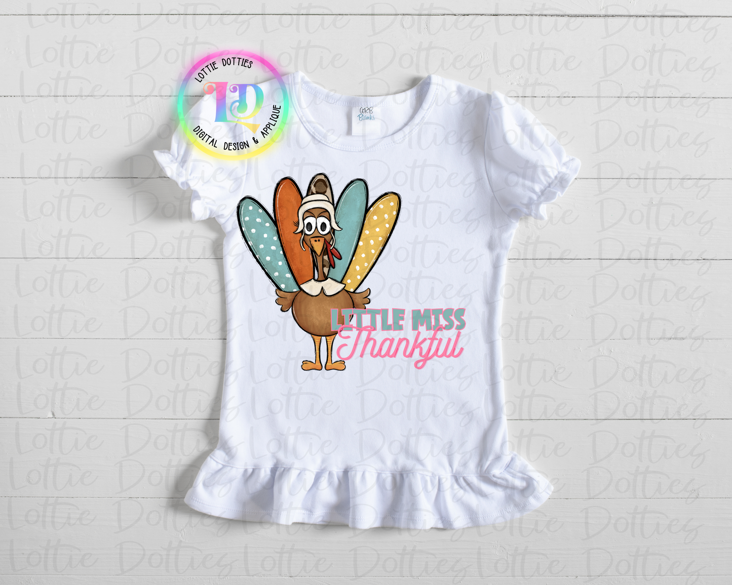 Turkey Png - Little Miss  Thankful -  Thanksgiving Sublimation Design - Digital Download (Copy)