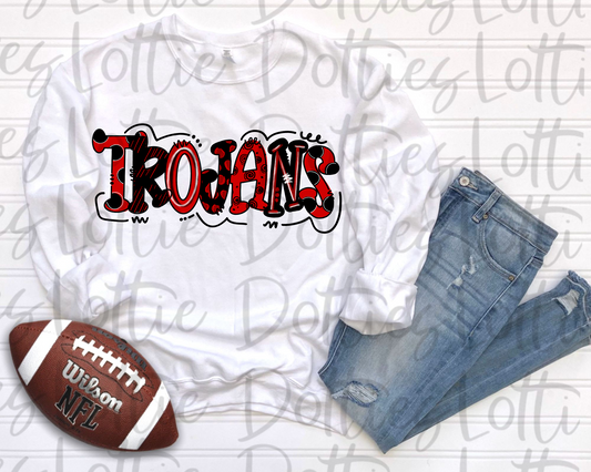 Trojans PNG - Trojans sublimation design - Digital Download Red and Black