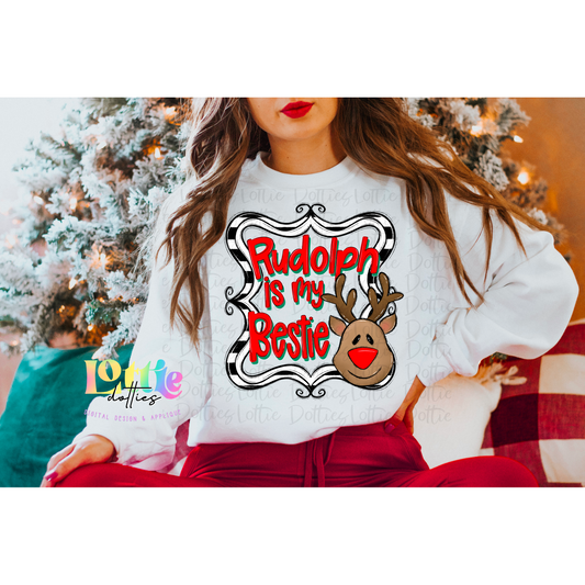 Rudolph Is My Bestie Png - Christmas Sublimation Design- Digital Download -Red