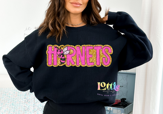 Hornets PNG -  Hornets   -  sublimation design - Digital Download - Pink and Gold