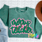 Merry Teacher PNG - School Design - Christmas SublimatiMion - Digital Download - Pink and Blue