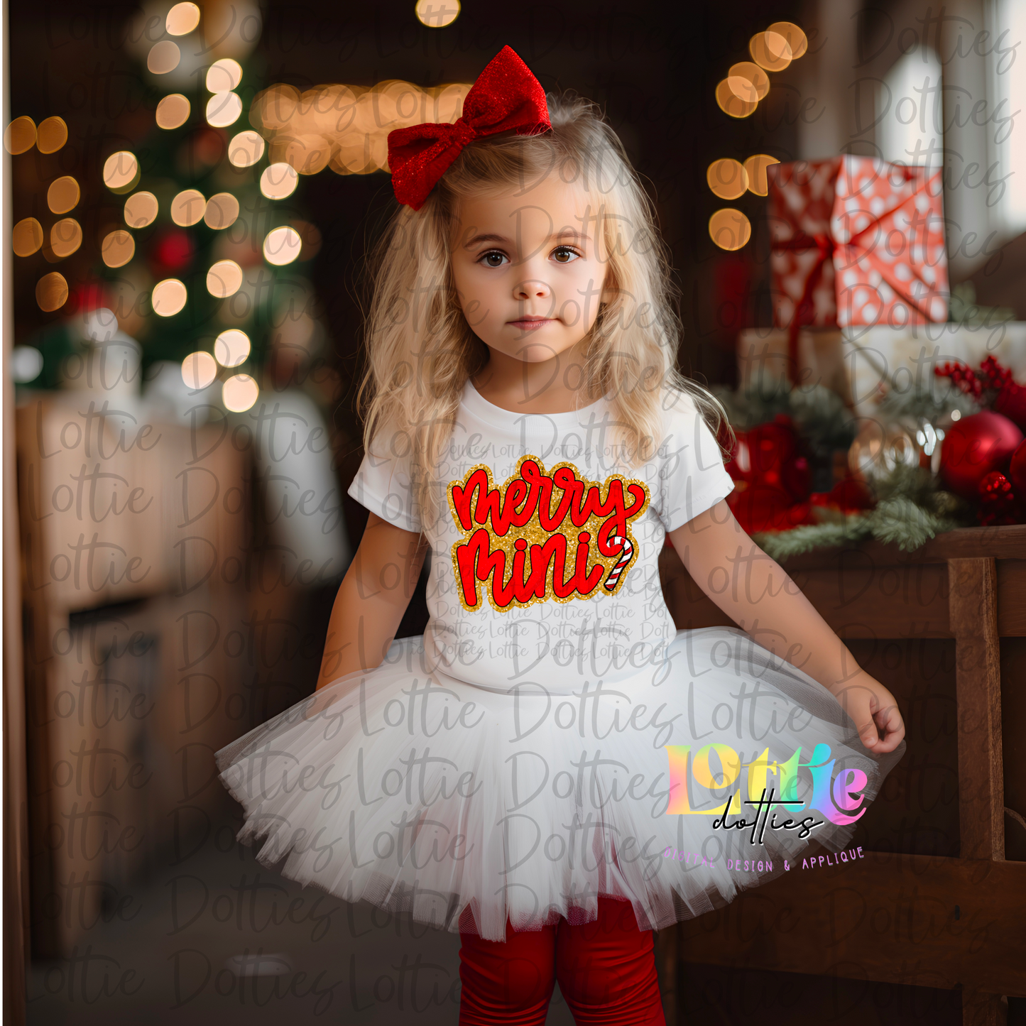 Merry Mini Png - Christmas Sublimation Design- Digital Download - Red and Gold