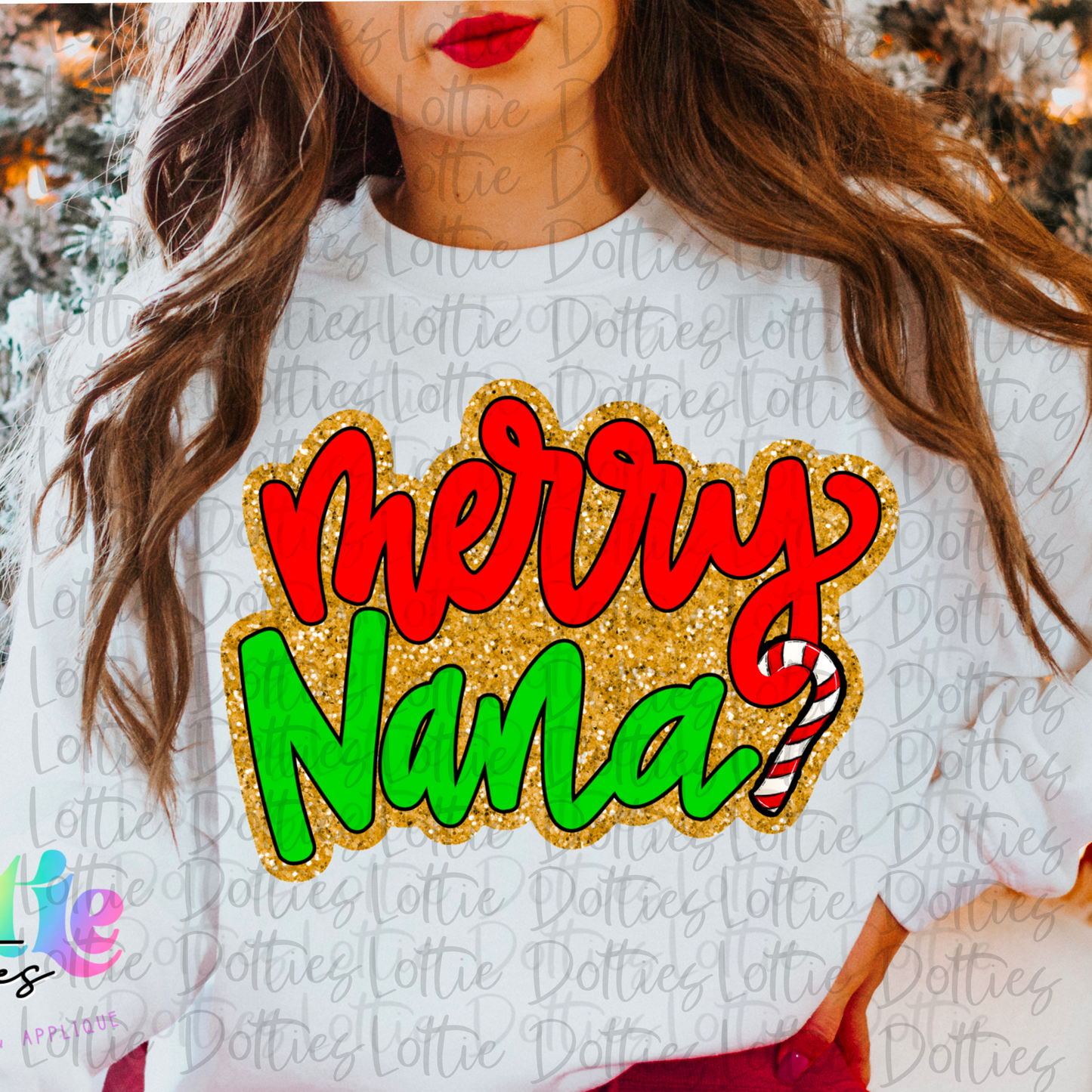 Merry Nana PNG -Christmas  Sublimation - Digital Download - Red, Green and Gold