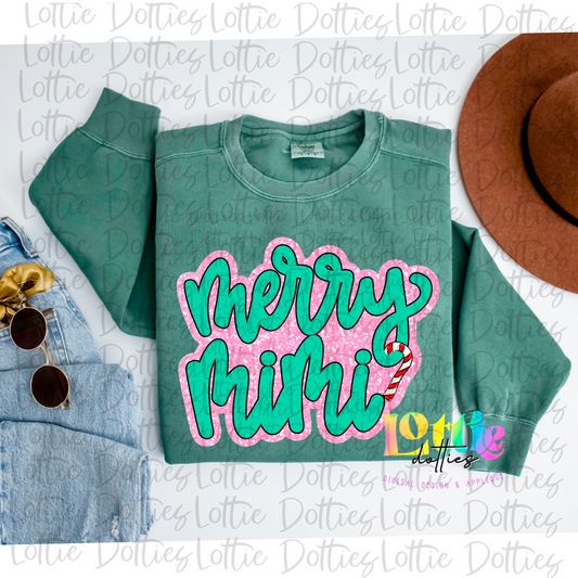Merry Mimi PNG  - Christmas SublimatiMion - Digital Download - Pink and Blue