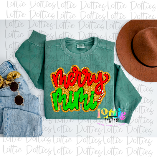 Merry Mimi PNG  - Christmas SublimatiMion - Digital Download - Red, Green and Gold