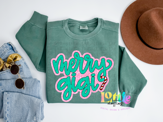 Merry Gigi PNG - Christmas SublimatiMion - Digital Download - Pink and Teal