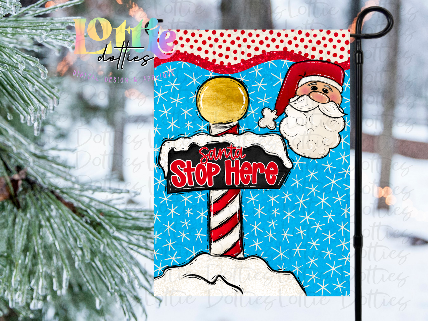 Santa Stop Here Flag Template Png - Santa Flag  Sublimation - Christmas Sublimation- Digital Download