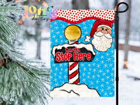 Santa Stop Here Flag Template Png - Santa Flag  Sublimation - Christmas Sublimation- Digital Download