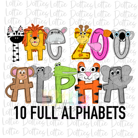 Zoo Alpha Pack - Alphabet Clipart - Instant Download  - Alpha Pack