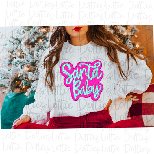 Santa Baby PNG - Christmas Sublimation - Digital Download - Pink and Blue