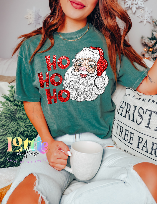 HO HO HO  Santa PNG - Christmas Sublimation - Digital Download - Rhinestone