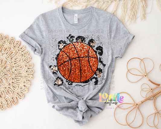 Sequin Basketball PNG - Basketball Sublimation design - Digital Download -Leo