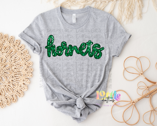 Hornets PNG -  Hornets   -  sublimation design - Digital Download - Green Sequin