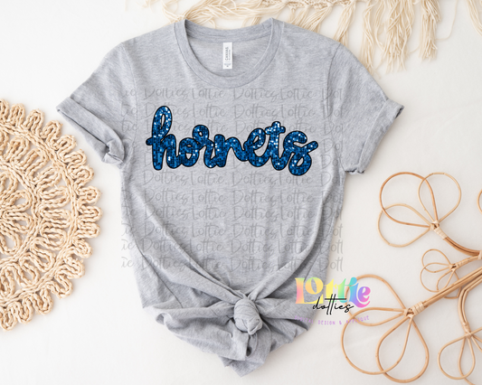 Hornets PNG -  Hornets   -  sublimation design - Digital Download - Blue Sequin