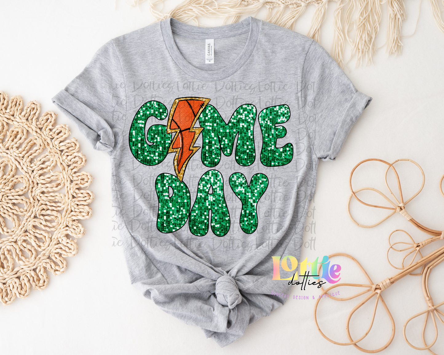 Game Day PNG - Game Day Sublimation - Digital Download - Green Sequin
