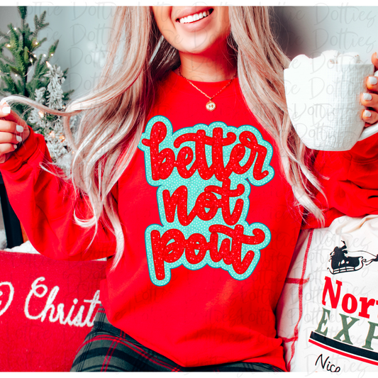 Better Not Pout Png - Christmas Sublimation Design- Digital Download - Red