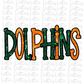 Dolphins PNG - Dolphins Sublimation - Digital Download - Orange and Hunter Green Rhinestones