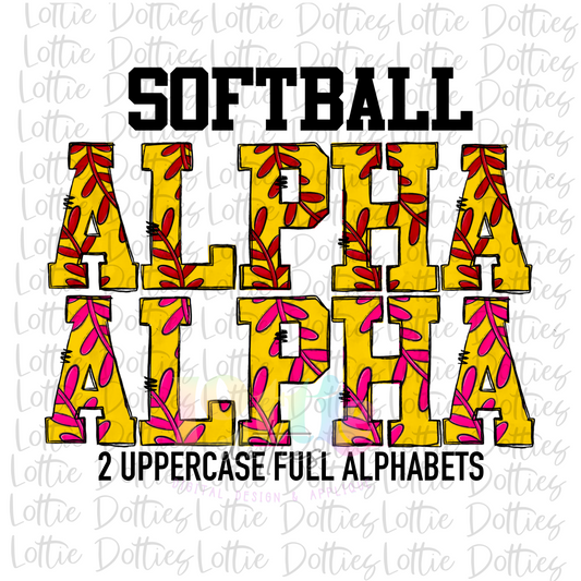 Softball Alphabet - Alpha Pack - Softball letters - Instant Download  - Alpha Pack