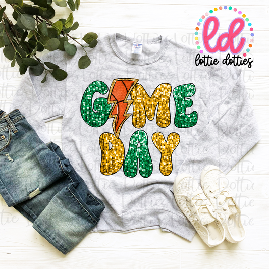 Game Day - PNG - Game Day - Sublimation - Digital Download - Green and Gold