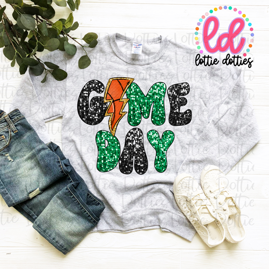 Game Day - PNG - Game Day - Sublimation - Digital Download - Black and Green