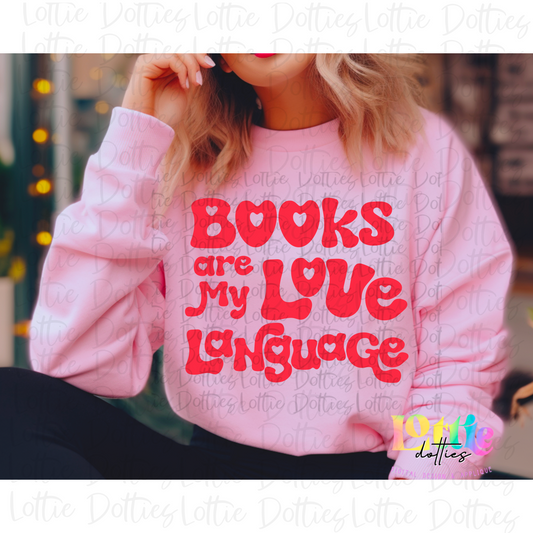 Books are my Love Language PNG- Valentine Sublimation-Digital Download - Red