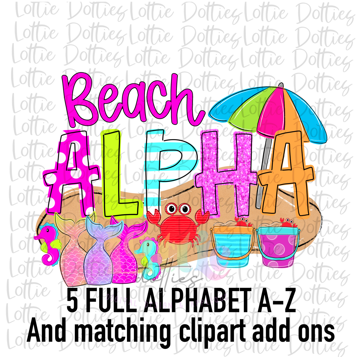 Beach Alpha - Summer Alpha Pack - Alphabet Clipart - Instant Download  - Alpha Pack