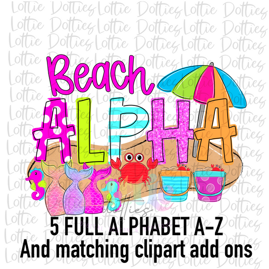 Beach Alpha - Summer Alpha Pack - Alphabet Clipart - Instant Download  - Alpha Pack