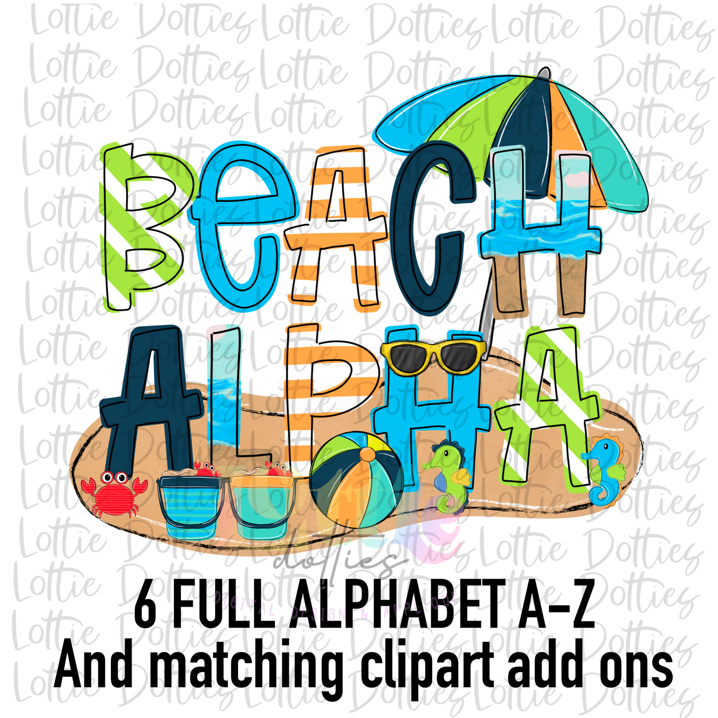 Beach Alpha - Summer Alpha Pack - Alphabet Clipart - Instant Download  - Alpha Pack