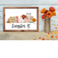 Small Town Fall Watercolor Scene | Cozy Autumn Digital Download Art