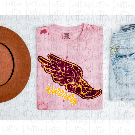 Warrior Png - Track Shoe Sublimation Design - Digital Download - Maroon and Gold